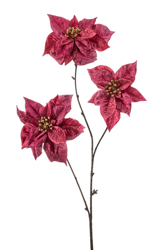 Flor de Pascua artificial - 1 tallo - Rosa