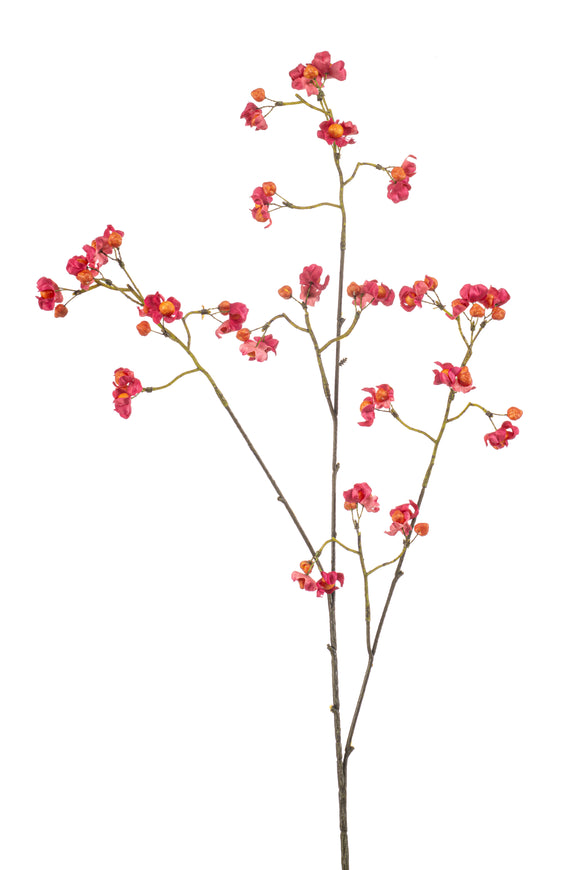 Artificial spindle shrub - 1 branch - fuchsia red