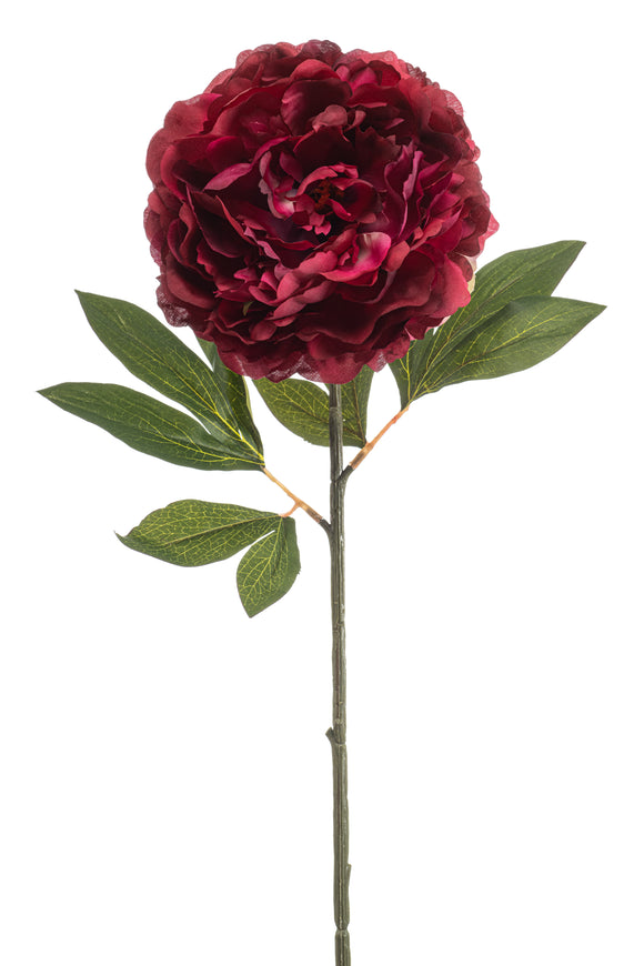 Artificial Peony - 1 Stem - Fuchsia Red