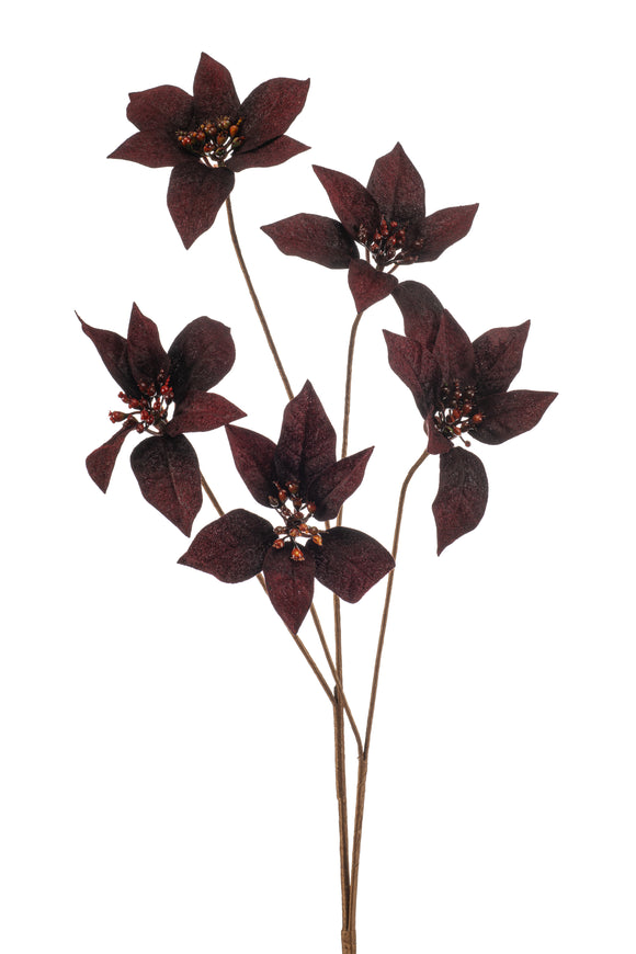 Artificial Poinsettia - 1 Stem - Burgundy Velvet