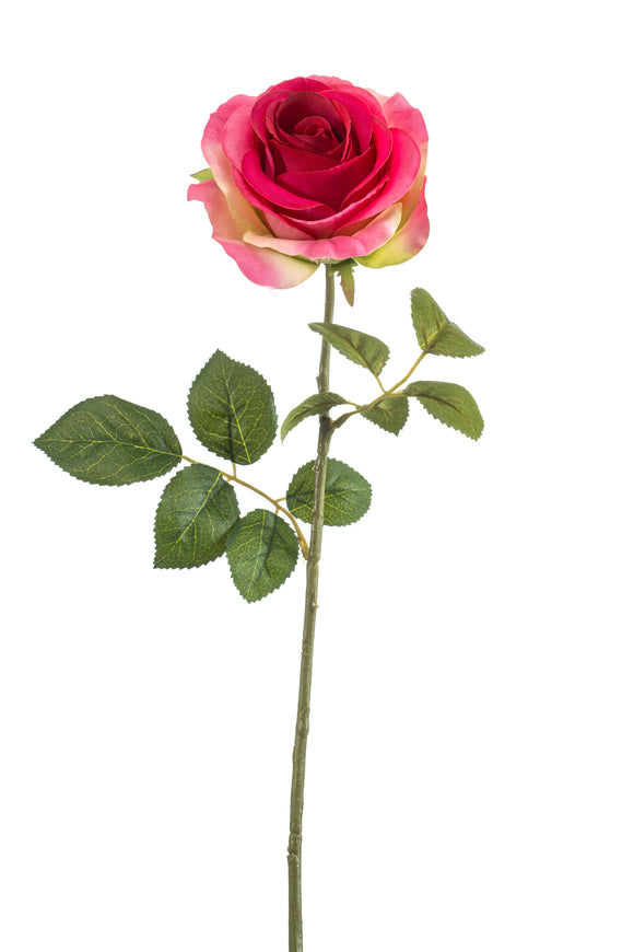 Artificial Rose - 1 Stem - Fuchsia Red