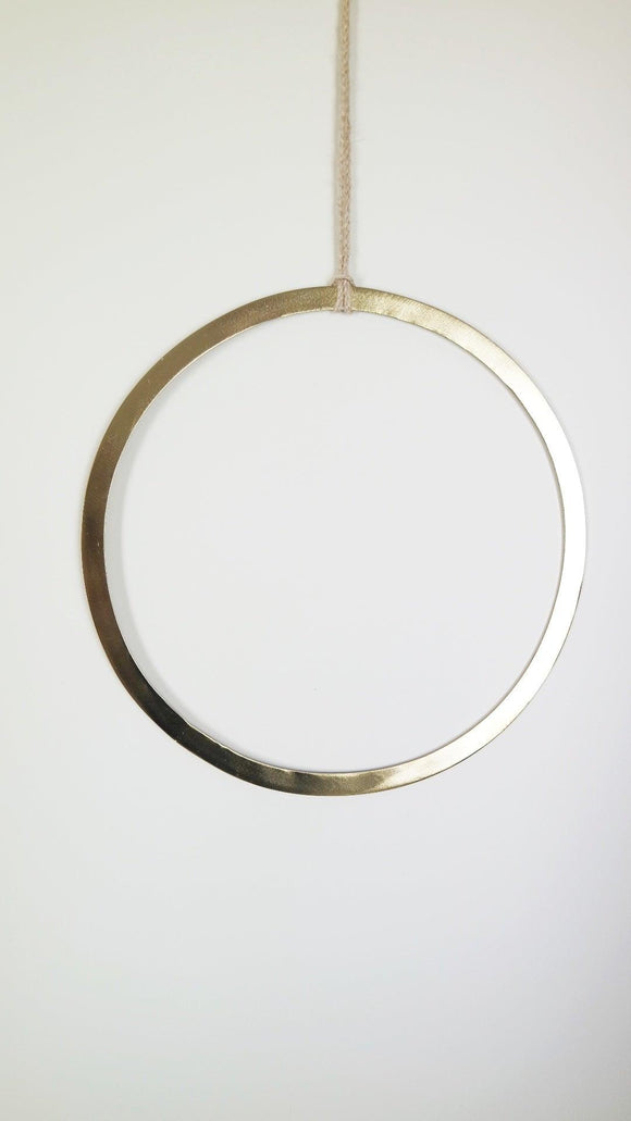 Metal wreath ring - Round 28 cm - Gold